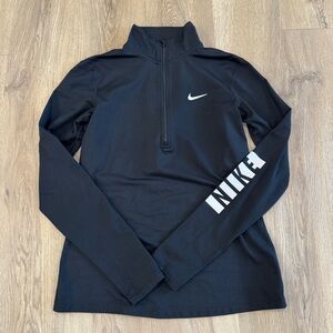 Nike Pro Warm Quarter Zip Long Sleeve Black Top Size Large